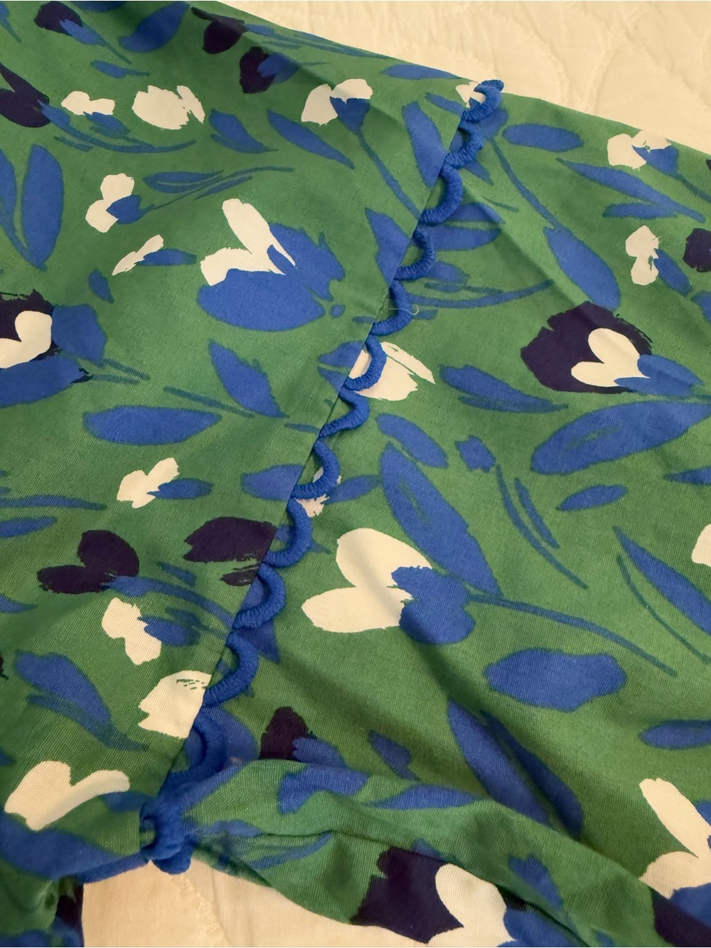 Sugarlips Blue and Green Floral Puff-Sleeve Tiered Dress - Picture 7 of 7